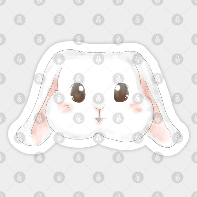 White Bunny Head Sticker by GambarGrace